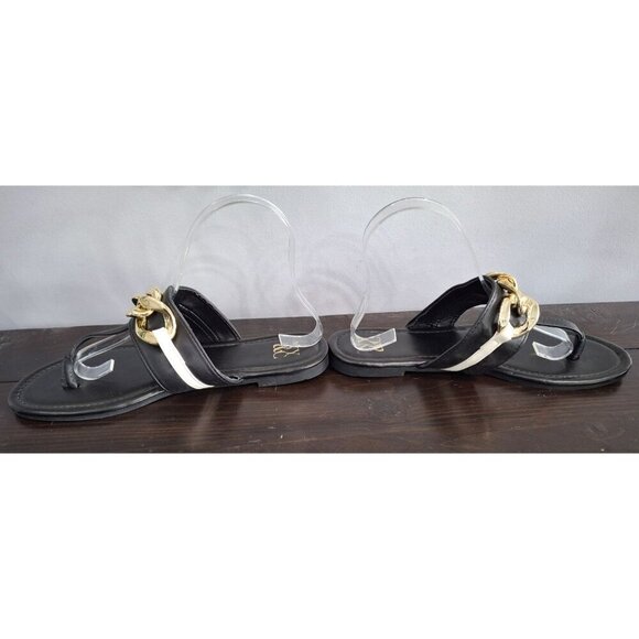 NWOB New York & Company Cassandra Black and White Thong Sandal/Sz. 9 - Picture 2 of 9